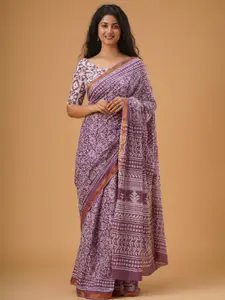 JALTHER Kalamkari Pure Cotton Ikat Saree