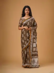 JALTHER Kalamkari Pure Cotton Ikat Saree