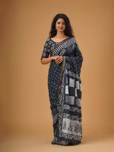 JALTHER Kalamkari Pure Cotton Ikat Saree