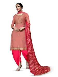 MANVAA Ethnic Motifs Embroidered Pure Cotton Unstitched Dress Material