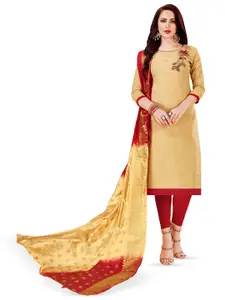 MANVAA Floral Embroidered Unstitched Dress Material