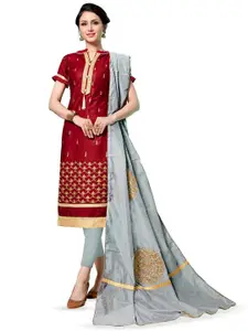 MANVAA Ethnic Motifs Embroidered Pure Cotton Unstitched Dress Material