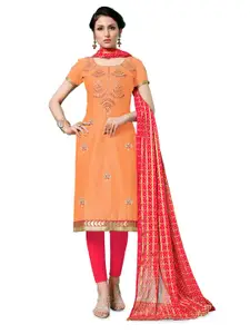 MANVAA Ethnic Motifs Embroidered Thread Work Pure Cotton Unstitched Dress Material