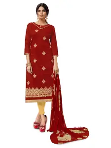 MANVAA Floral Embroidered Unstitched Dress Material