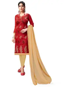 MANVAA Ethnic Motifs Embroidered Unstitched Dress Material