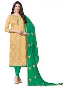 MANVAA Geometric Woven Design Zari Pure Silk Unstitched Dress Material