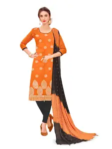 MANVAA Ethnic Motifs Woven Design Banarasi Jacquard Unstitched Dress Material