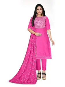 MANVAA Geometric Yoke Designed Gotta Patti Modal Cotton Unstitched Dress Material