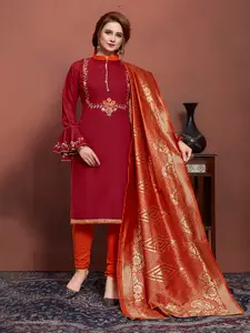 MANVAA Floral Embroidered Unstitched Dress Material