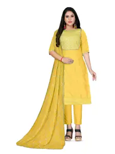 MANVAA Geometric Yoke Designed Gotta Patti Modal Cotton Unstitched Dress Material