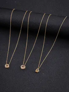 DressBerry Set of 3 Gold-Plated Artificial Stones Antique Chain With Pendant