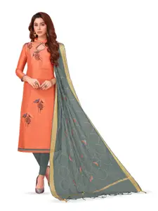 MANVAA Floral Embroidered Beads Detail Unstitched Dress Material