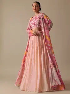 KALKI Fashion Peach-Coloured Embroidered Ready to Wear Lehenga &