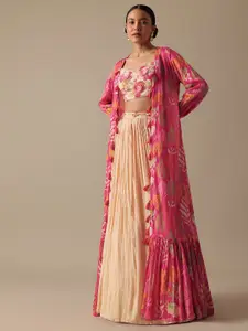 KALKI Fashion Peach-Coloured Embroidered Ready to Wear Lehenga &
