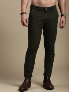 The Roadster Lifestyle Co. Men Olive Green Slim Fit Mid-Rise Chinos