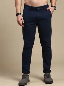 The Roadster Lifestyle Co. Men Navy Blue Relaxed Slim-Fit Mid-Rise Chinos