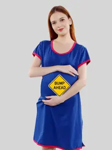 SillyBoom Typography Printed Maternity T-shirt Nightdress