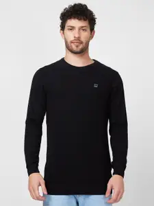 SPYKAR Ribbed Round Neck Pullover Cotton Sweater