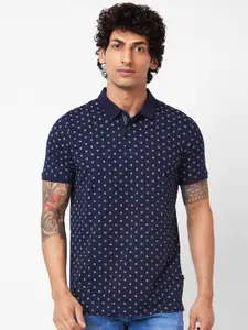SPYKAR Geometric Printed Polo Collar Slim Fit T-shirt