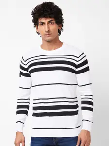 SPYKAR Striped Round Neck Pullover Cotton Sweater