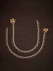 Kushal's Fashion Jewellery Set of 2 Gold-Plated Stone Studded Anklets