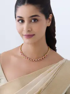 Kushal's Fashion Jewellery Embellished Bridal Gold-Plated 92.5 Silver Necklace