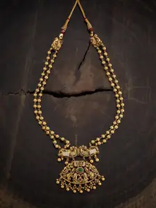 Kushal's Fashion Jewellery Embellished Bridal 92.5 Silver  Gold-Plated Temple Necklace