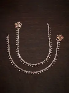 Kushal's Fashion Jewellery Set of 2 Rose Gold-Plated CZ Stone-Studded Anklets