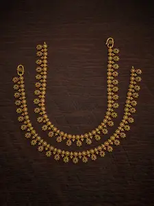 Kushal's Fashion Jewellery Set Of 2 Gold-Plated Stone-Studded Anklet
