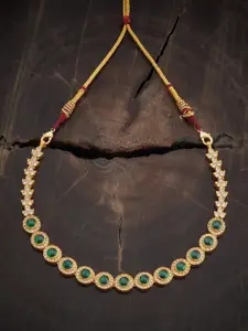 Kushal's Fashion Jewellery Embellished Bridal 92.5 Pure Silver Gold-Plated Temple Necklace