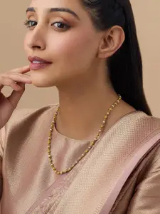 Kushal's Fashion Jewellery Embellished Bridal Pearl Beaded 92.5 Silver Temple Necklace