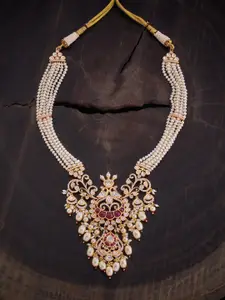 Kushal's Fashion Jewellery Kundan & Ruby Studded Statement Necklace