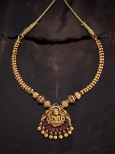 Kushal's Fashion Jewellery Gold Plated Stone Studded Silver Necklace