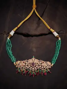 Kushal's Fashion Jewellery Red & Green Copper Gold-Plated Necklace