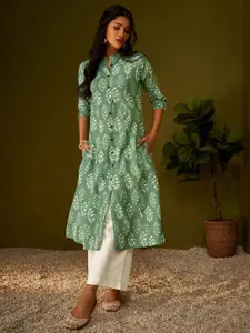 DRESOUL Printed Pure Cotton A-Line Kurta