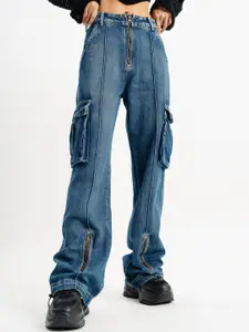 FREAKINS Women Straight Fit High-Rise Clean Look Jeans