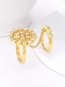 GIVA Gold-Plated Stones Studded Adjustable Dilbaro Ring