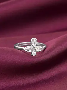 GIVA 925 Sterling Silver Rhodium Plated CZ-Studded Finger Ring