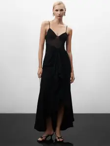 MANGO Semi-Transparent Panel Ruffle Dress