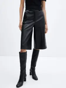 MANGO Women Faux-Leather Bermuda Shorts