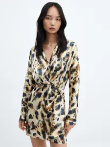 MANGO Printed Satin Mini Dress