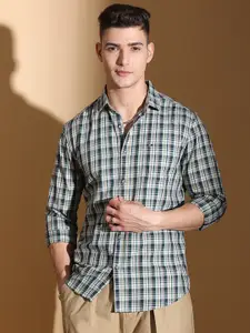 The Indian Garage Co Slim Fit Tartan Checked Twill Pure Cotton Casual Shirt