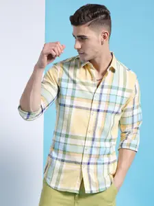 The Indian Garage Co Slim Fit Tartan Checked Pure Cotton Twill Casual Shirt