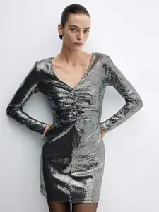 MANGO Embellished Sheath Mini Dress