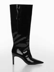 MANGO Women High-Top Square-Toe Slim Heel Boots