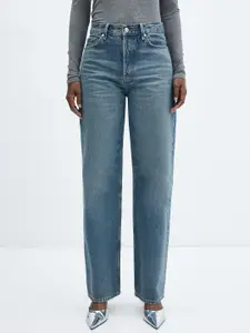 MANGO Women Straight Fit Light Fade Pure Cotton Jeans