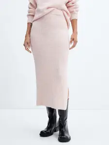 MANGO Side Slit Knitted Pencil Skirt