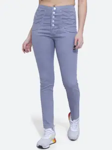 FCK-3 Women Grey Lean High-Rise Embroidered Stretchable Jeans