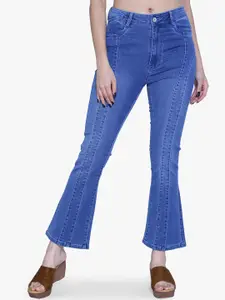 FCK-3 Women Bootilicious Bootcut High-Rise Light Fade Embellished Stretchable Jeans