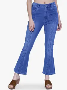 FCK-3 Women Bootilicious Bootcut High-Rise Light Fade Embellished Stretchable Jeans